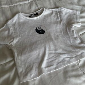 Nasty Gal White Yin Yang micro Crop Top